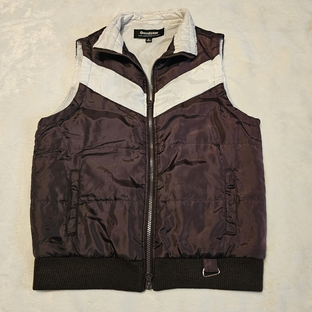 Retro Coffeshop NYC Maroon & White Women's Vest Size MEDIUM